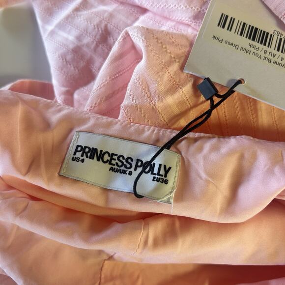 Princess Polly Anyone But You Pink Mini Dress Tie Back Bow Sweet Sleeveless Sz 4 - Picture 7 of 16